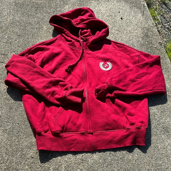 Victoria’s Secret PINK full zip hoodie size XS it’s red in color. Was worn - Picture 1 of 6